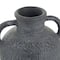 16" Black Ceramic Whitewashed Textured Amphora Vase